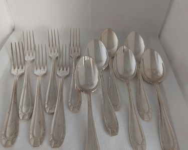 couvert de service à salade ART DECO métal argenté ALBERT