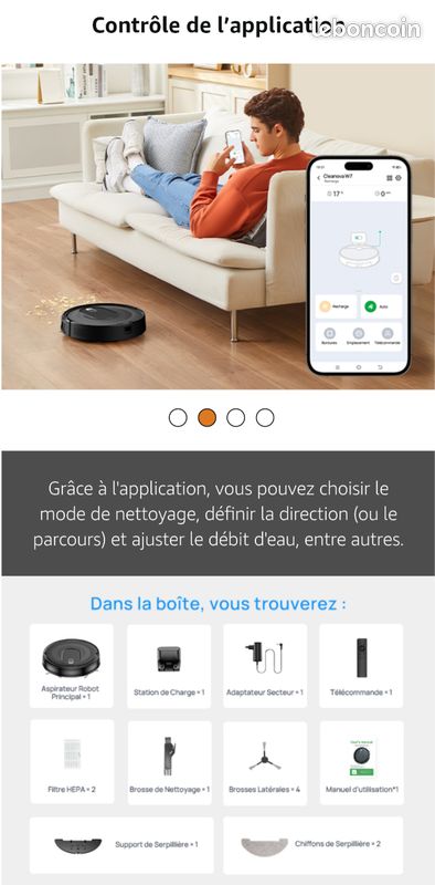 Robot Aspirateur Laveur 2 En 1: Compact, Silencieux Et Connecté Pour