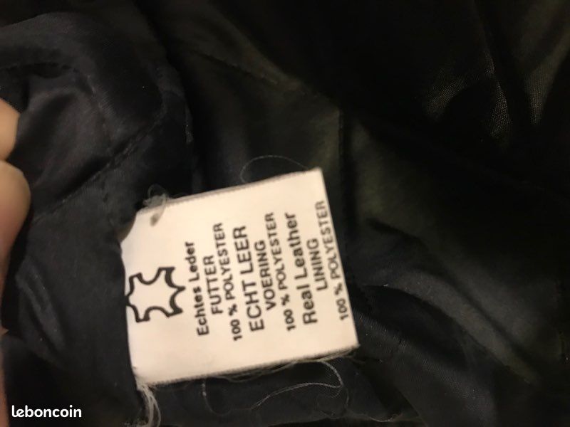 Perfecto Noir Vintage Marque C17 Années 80 - Blouson Moto Cuir Taille 2XL