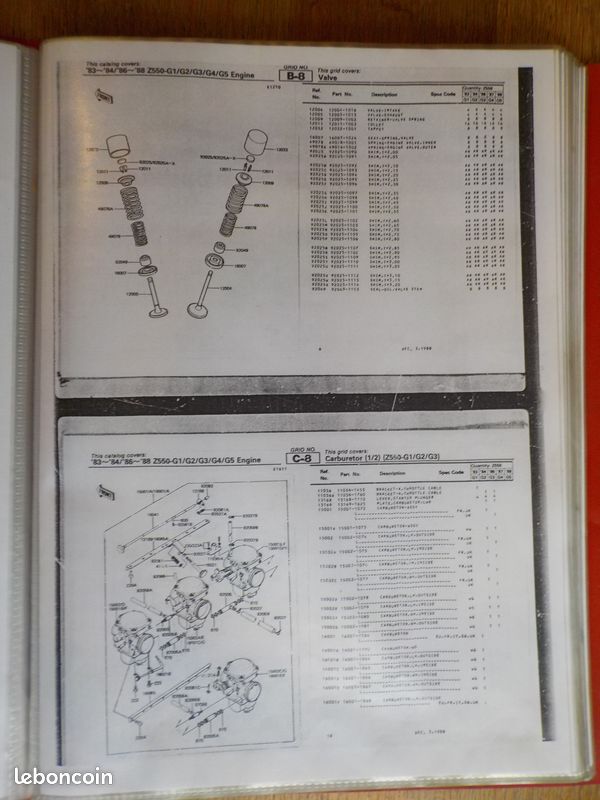 Part List Kawasaki Z 550 papier et microfiche (image 2)