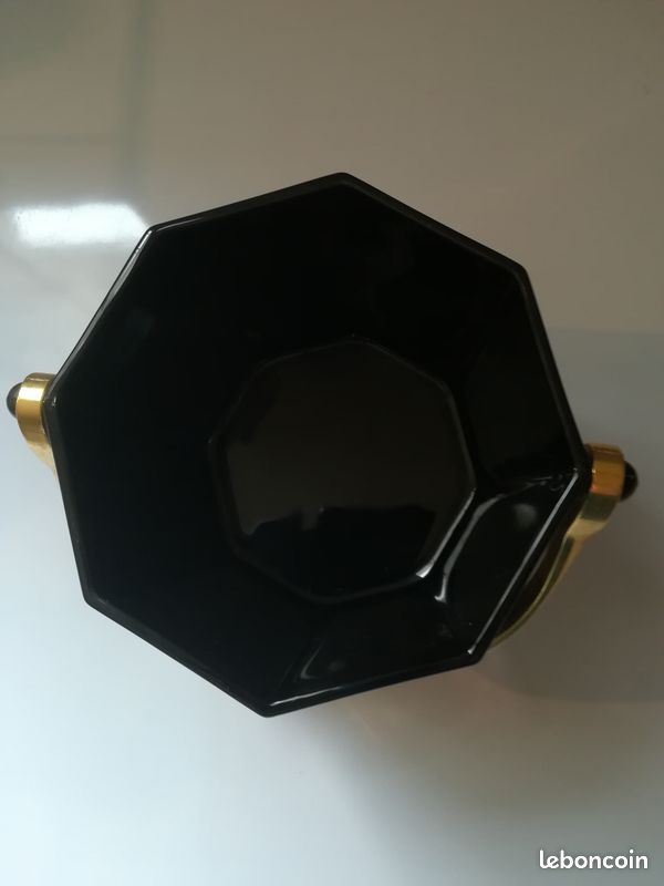 Seau a glace vintage en verre noir et dore (image 3)