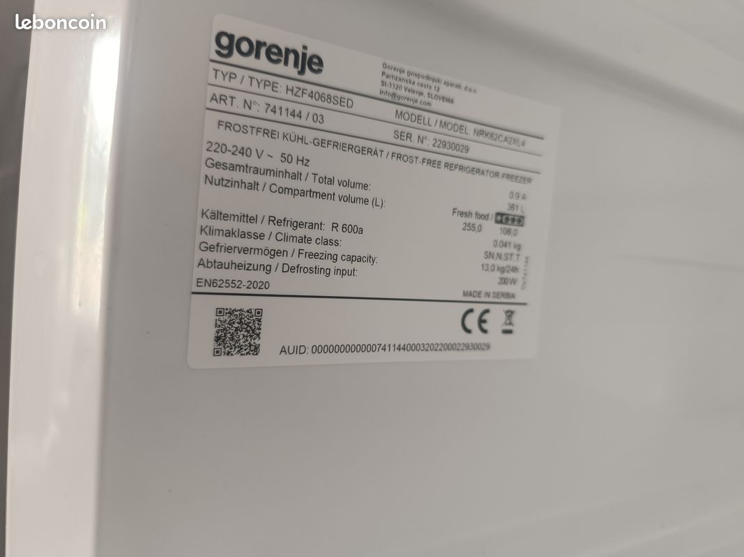 Réfrigérateur congélateur Gorenje No Frost inox – très bon état (image 3)