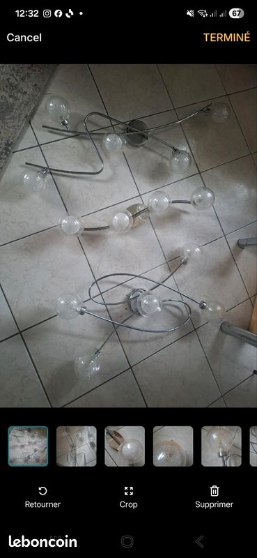 Lot 3 plafonniers luminaires boule verre (image 1)