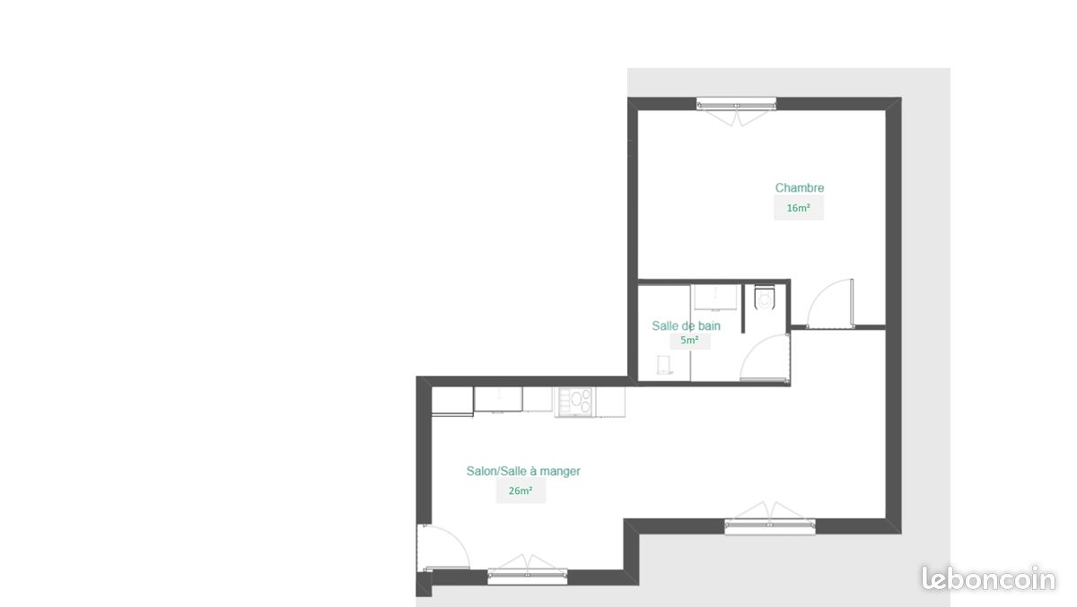 Appartement 2 pièces 47 m² · à Granville · 47 m² · 135 000 €