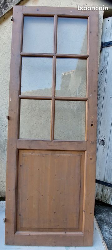 Porte vitrée 6 carreaux bois pin massif larg. 73 (image 2)
