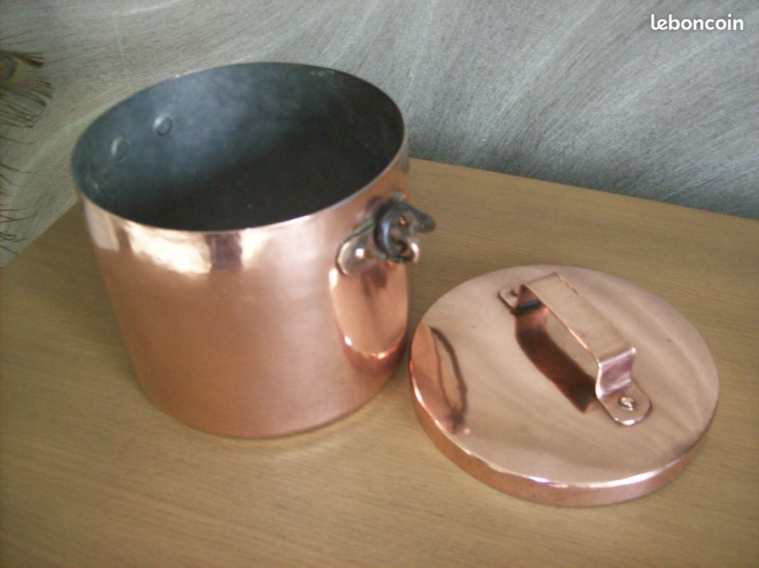 Marmite en cuivre,objet ancien,fer forgé,cheminée (image 7)