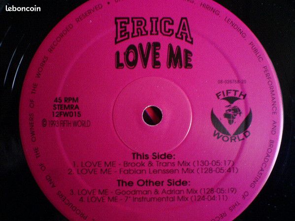 Vinyle EP Erica* – Love Me -electro house (image 3)