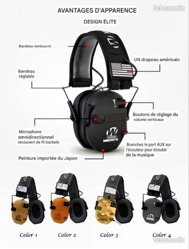 Casque tactique Anti-bruit amplificateur sonore tir chasse protection - Casques anti-bruits