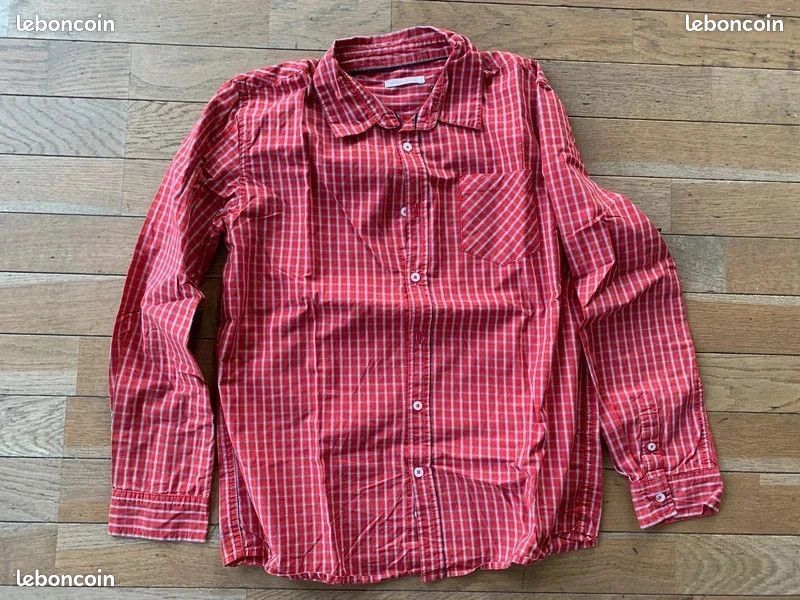 Chemise rouge rayée 14 ans com neuf marque Monoprix (image 2)