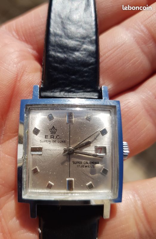 Montre Bracelet ERC Mécanique Manuelle Vintage - Cadran Bleu, Fonctionne, Occasion