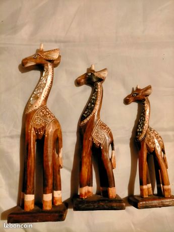 Petite Statue Girafe En Plâtre Avec Finition Dorée - Décor Maison - Occasion