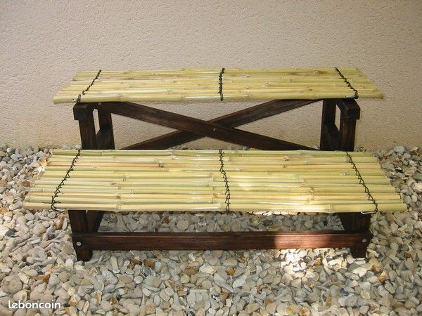 Etagere double en Bambou et Paulownia (image 1)