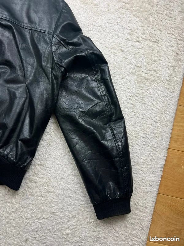 Veste Blouson cuir Redskins vintage US 90's - cuir buffle noir - XL homme (image 10)