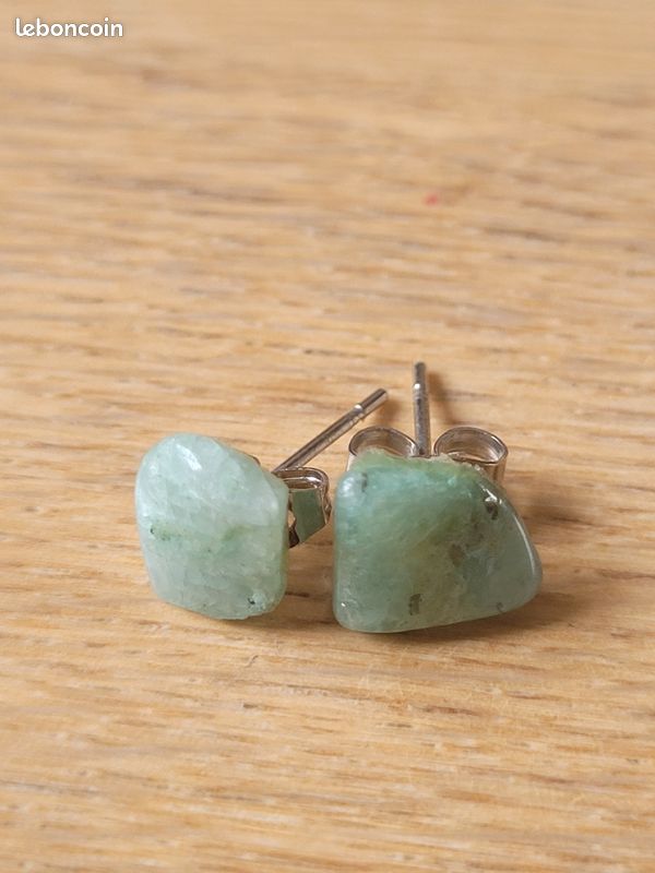 Paire de boucles d'oreilles verte en amazonite (image 1)