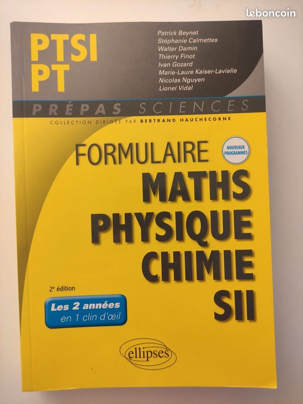 PTSI PT Formulaire Maths Physique Chimie SII (image 1)