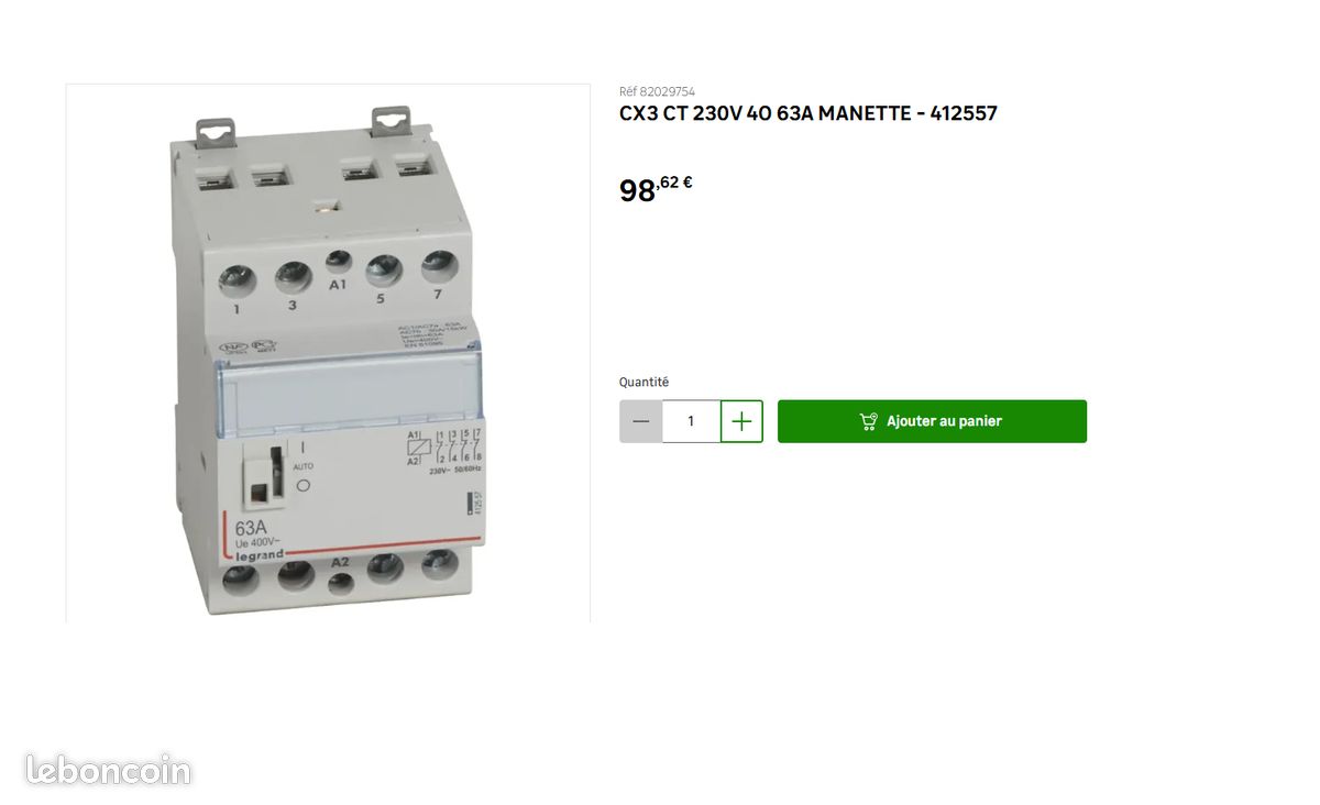 412557 Legrand - Contacteur Jour Nuit Triphasé 4P Bobine 230V - 63A