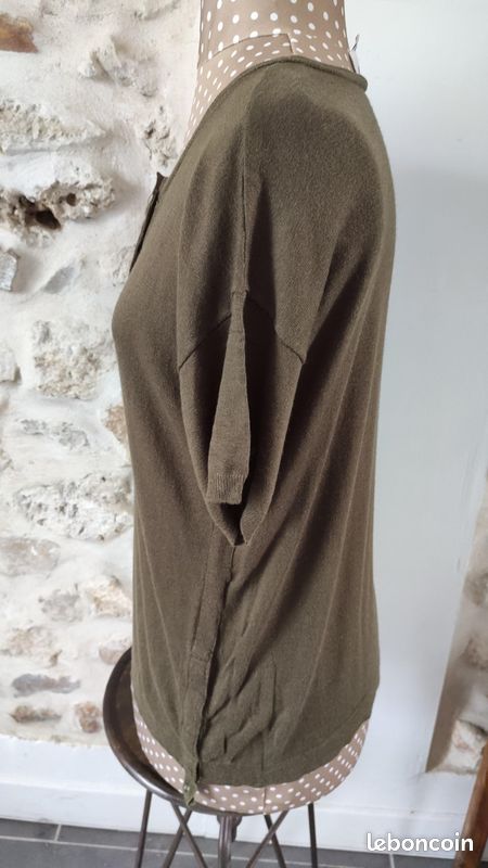 Pull Bel Air kaki taille 1 tout doux coupe originale angora (image 7)
