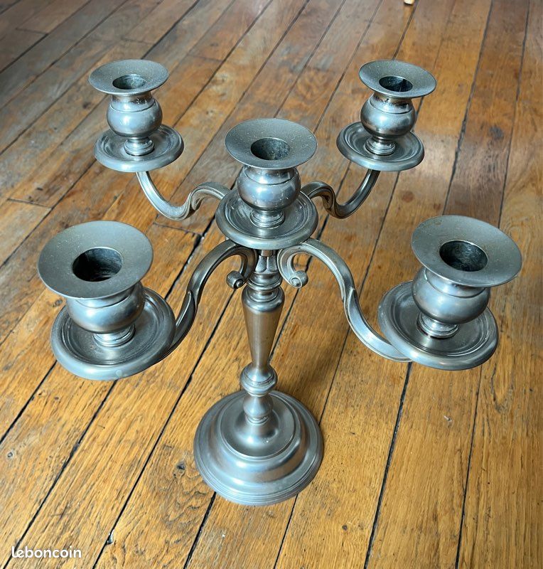 Chandelier vintage en métal argenté (image 1)