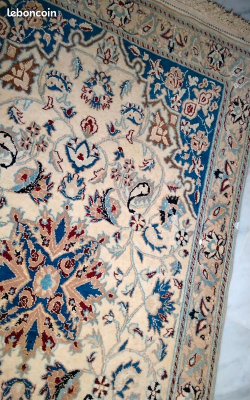 Tapis Nain officielle orientale 90x50 super état Laine naturelle et soie pure (image 5)