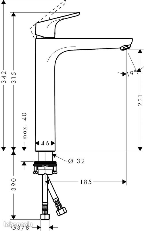 Mitigeur de lavabo sans tirette ni vidage (image 4)
