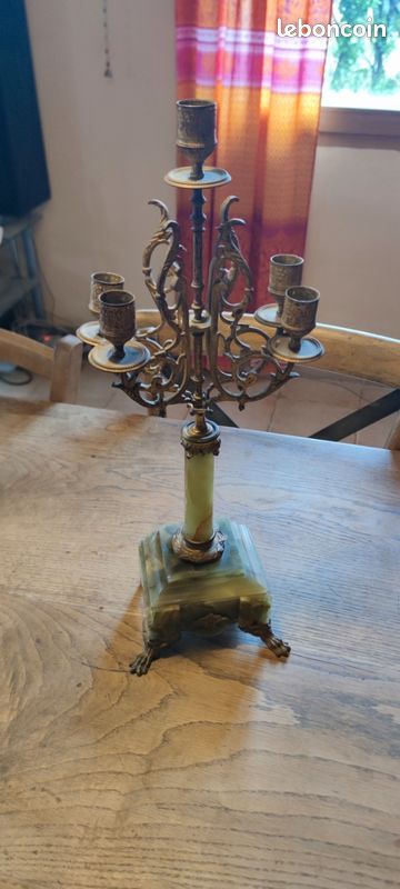 Paire de chandeliers anciens en laiton, torsadés 🕯️ (52) (D'occasion) à