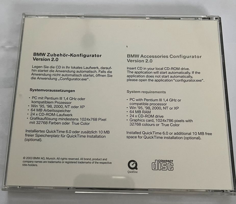 CD ROM BMW configuration accessoires version 2.0 - Équipement auto