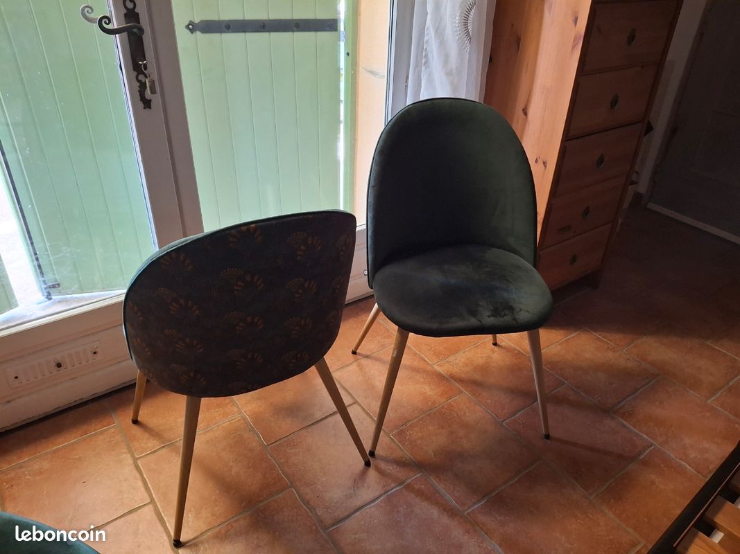 Lot 3 chaises velours (image 1)