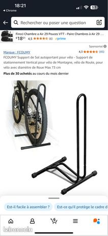 Support Vélo Autoportant FCOUMY - Stationnement Vertical Ou Horizontal Roue Jusqu'à 73cm