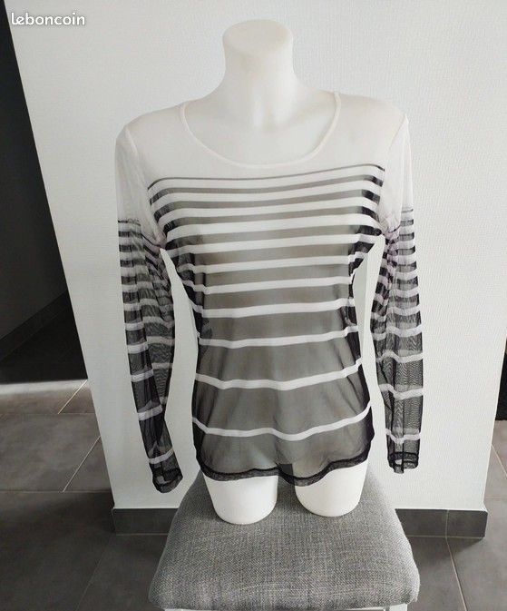 Haut Femme Ann Taylor Gris - Taille M - Neuf Avec étiquette - Style Détaillé