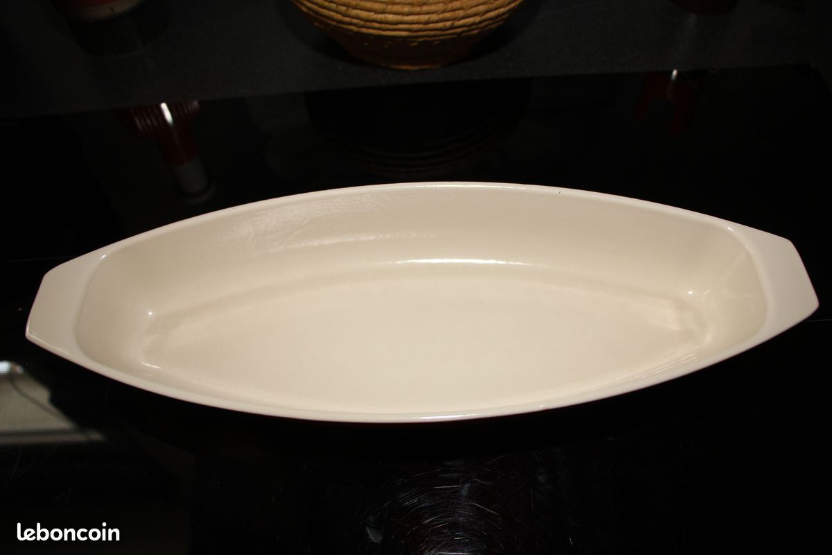 Grand Plat à Poisson En Fonte émaillée Orange – Style Le Creuset – Vintage