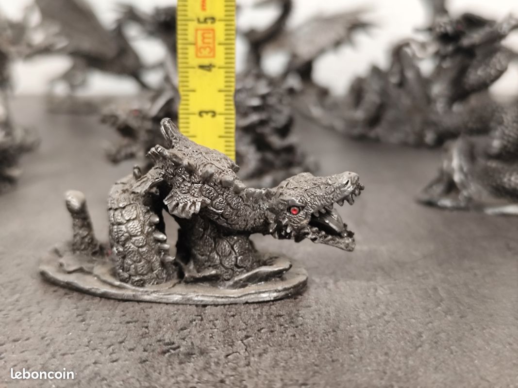 Lot De 3 Figurines En Plomb Creux - GM, 3 Dragons à Cheval, Ancien