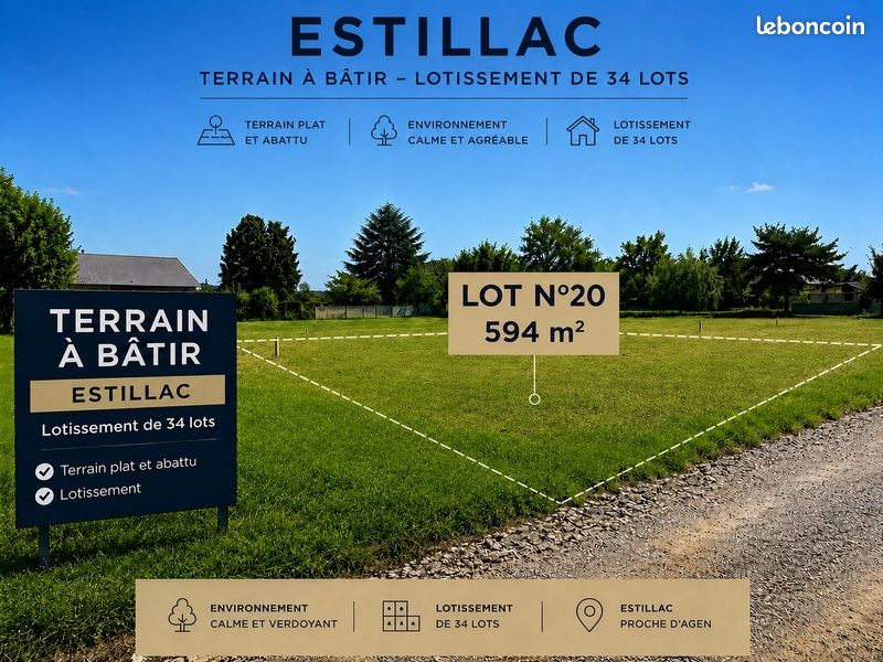 Terrain 594 m² Estillac · 77 000 €