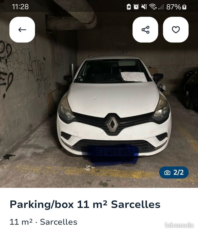 Location place de parking sarcelles · 80 €/mois