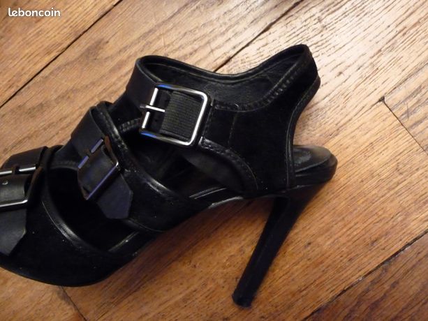 Escarpins Minelli Cuir Daim Noir - Pointure 37 - Talon Haut Plus De 7 Cm - Occasion Très Bon état