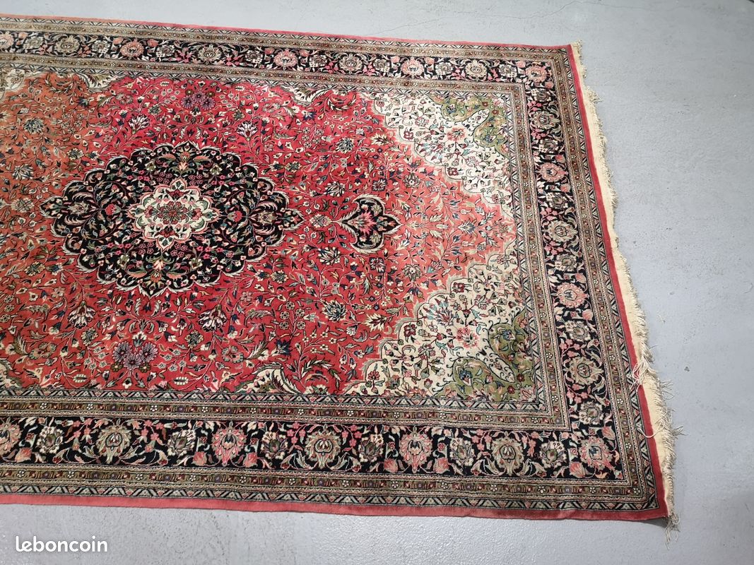 Tapis D'Orient En Soie Monisonne - Modèle Ghom Sik 150x150 Cm - Motif Persan Multicolore - Neuf