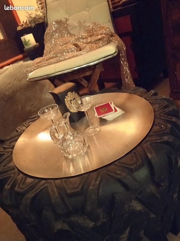 Table basse pneu artisanale (image 5)