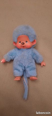 Peluche Vintage KIKI Le Singe Bleu - Monchhichi SEKIGUCHI - Fabrication France - Années 80