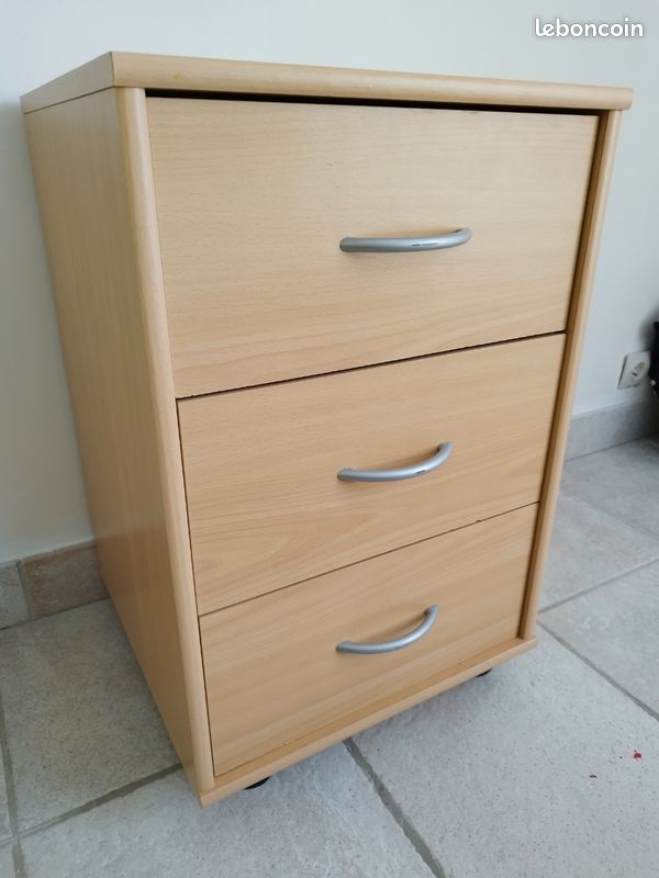 Petite commode 3 tiroirs, desserte de bureau (image 1)