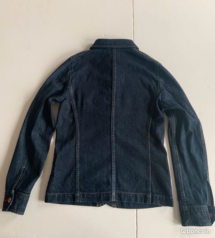 Veste En Cuir D'agneau Cavalière - Marque Uniqlo - Taille M - Noir - Occasion Années 2000 En Très Bon état