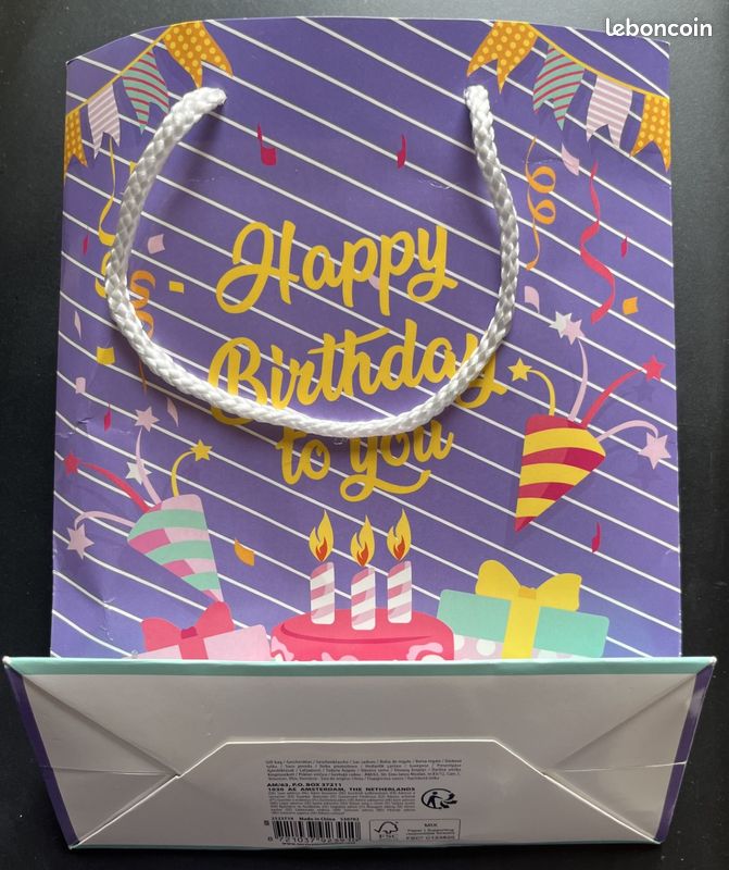 Sac "Cadeau d'Anniversaire" - 23 x 18 cm (avec cordon) (image 1)