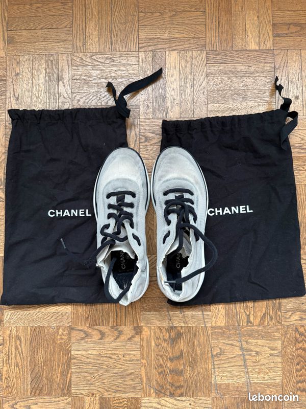 Baskets Chanel grises noires – avec dustbags taille 38