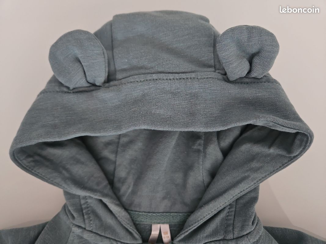 Cardigan Bébé M&S Avec Capuche Et Oreilles D'ours - Taille 3-6 Mois - Occasion Très Bon état