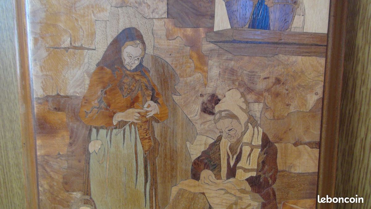 Panneau en marqueterie, Rosenau, Hommes d'un Village corse
