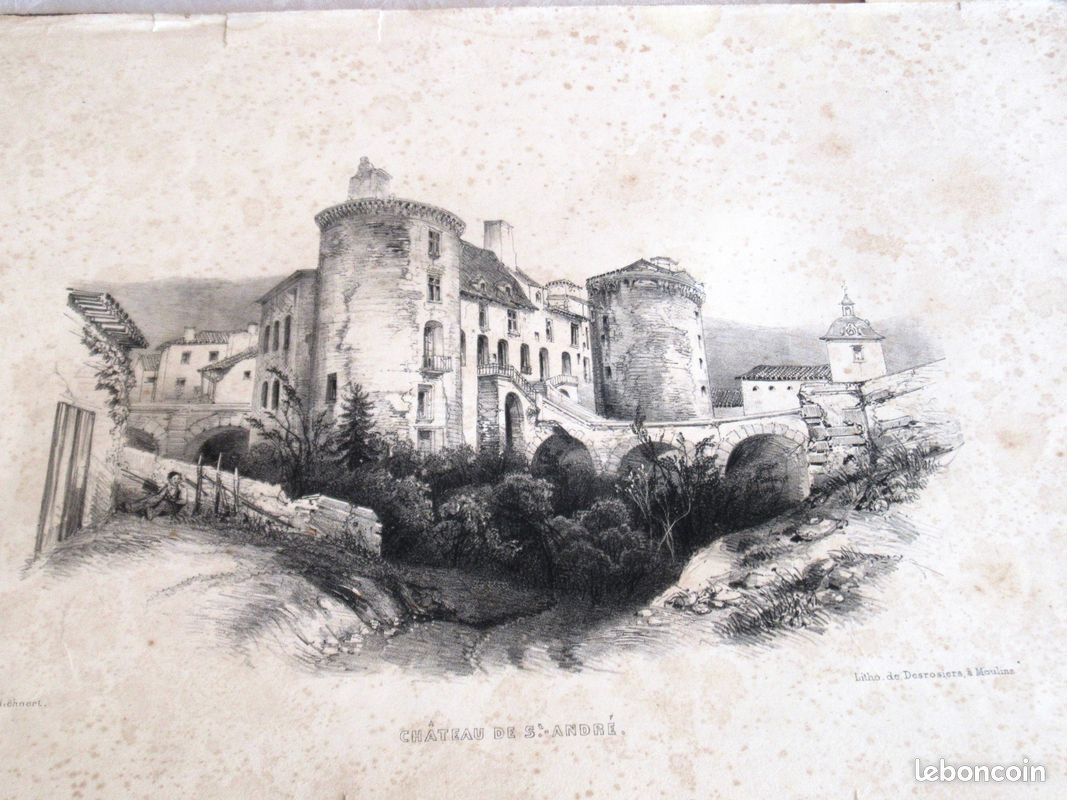 Lot De 7 Gravures Originales XIXème Siècle - Thème Géographie Et Châteaux De France
