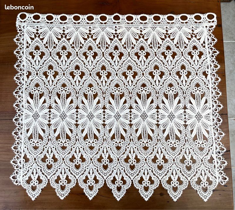 Rideau Brise-bise Sur Mesure Artisanal Français - Motif Mosaïque, Coton Occultant - Largeur 40cm, Longueur 60cm