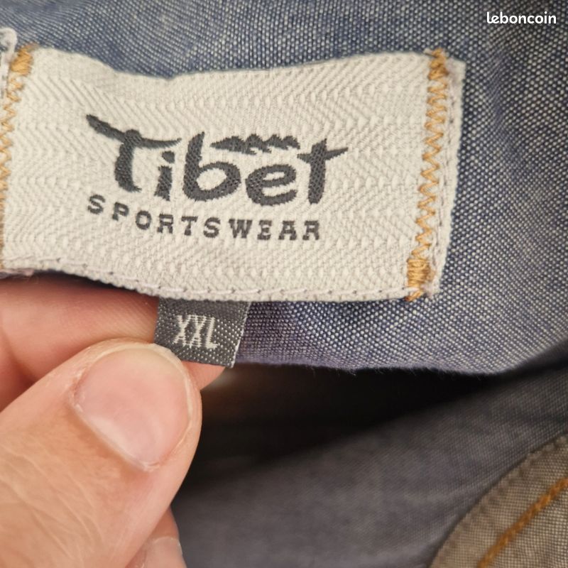 Chemise homme XXL en jean Tibet 100% coton (image 6)