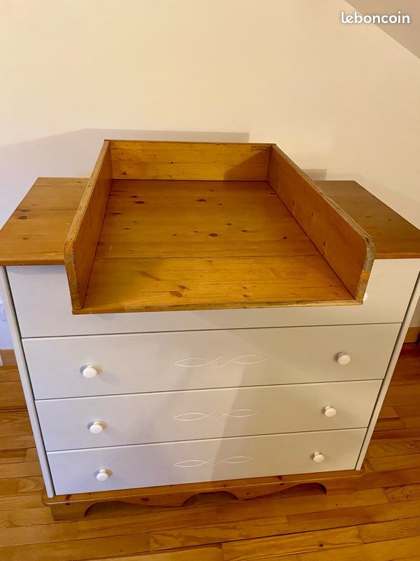 Commode table langer bois massif + étagère (image 7)