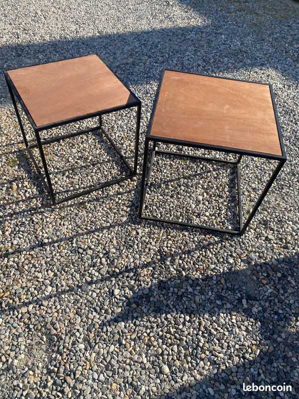 Deux petites table bois et métal (image 1)