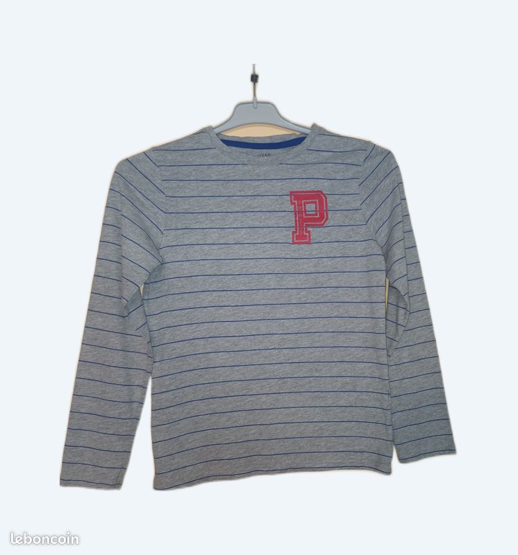 T-shirt m lg gris rayé en 12 ans (mam33133) (image 1)