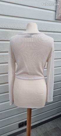Gilet Chaud Kiabi Blanc Cassé - Taille S/M, Motif Pois, Léger - Neuf Sans étiquettes, Parfait Pour L'automne